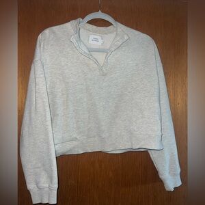 Cropped Gray Henley Sweatshirt